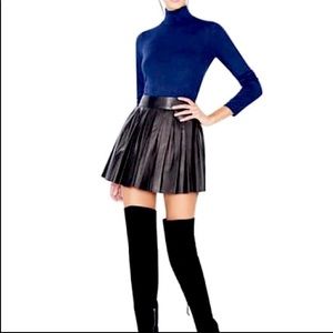 Pleated Leather Mini Skirt